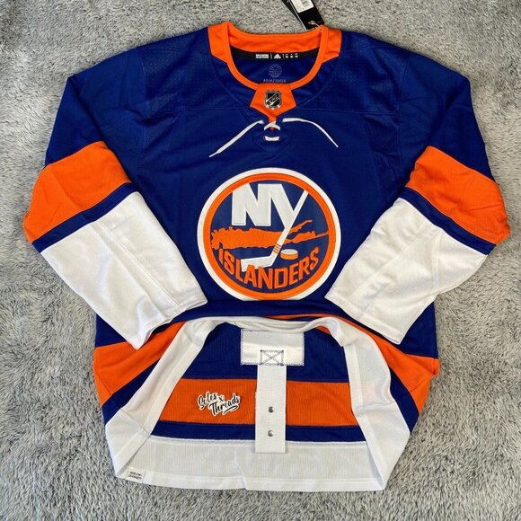 Adidas New York Islanders Authentic Home Hockey Jersey Sizes Men Blue Orange - Picture 1 of 7
